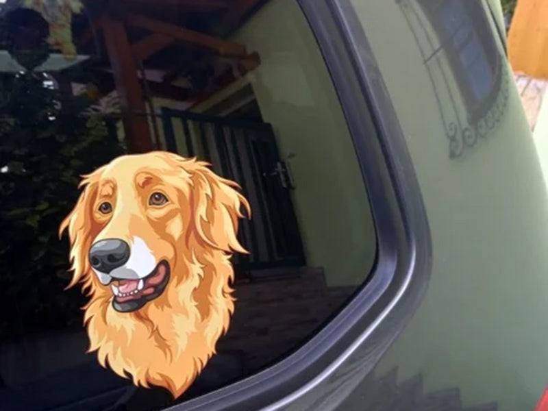 Hundesticker auf Autoscheibe, Illustration