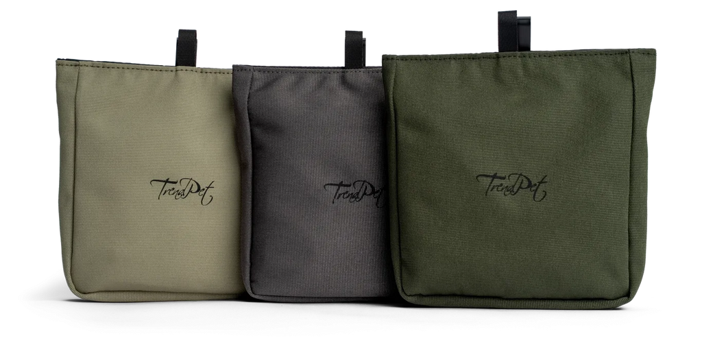 Drei robuste Hundetaschen nebeneinander