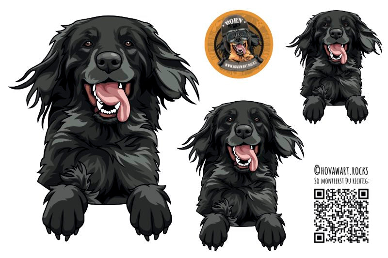 Schwarzer Hund, Comic-Stil, Sticker