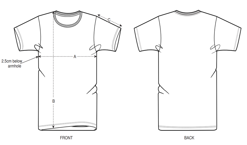 T-Shirt Schnittmuster Vorder- und Rückseite