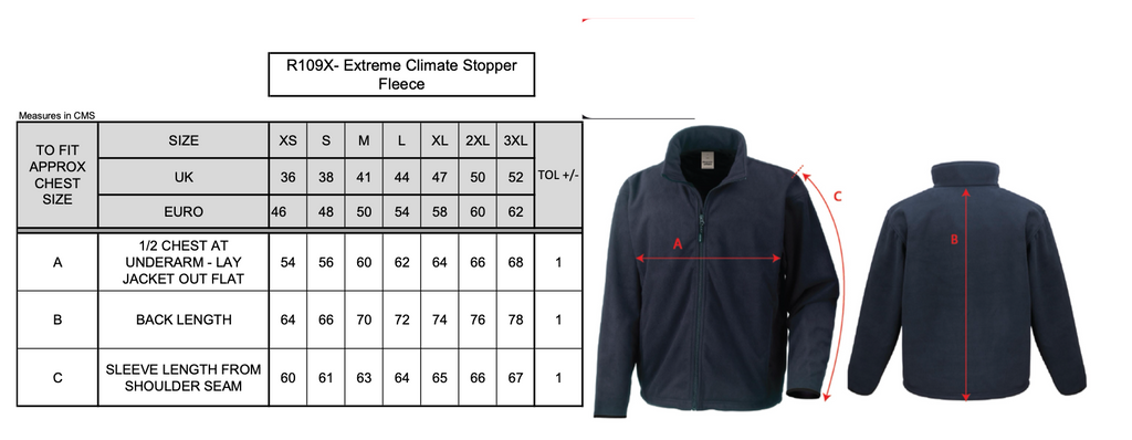 Größentabelle Fleecejacke