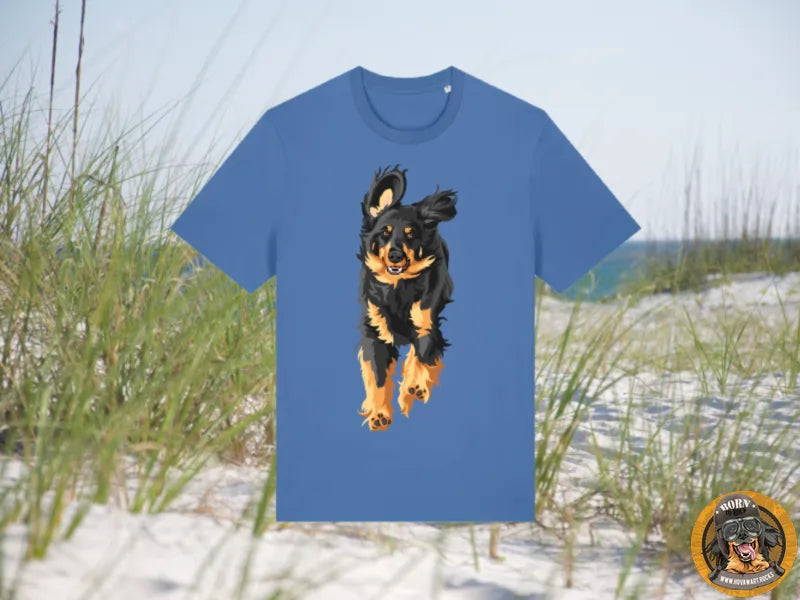 Blaues T-Shirt mit Hundemotiv