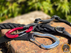 Massive Karabiner an der Caperleine