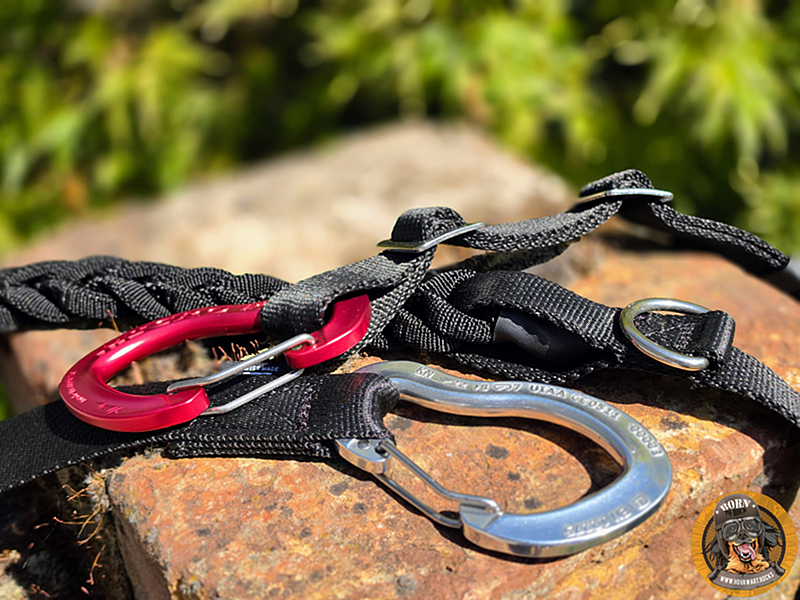 Massive Karabiner an der Caperleine