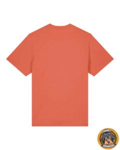 Orange T-Shirt Rückseite, Hundeausrüstung-Logo