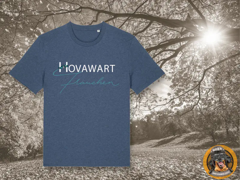 Blaues Hovawart-T-Shirt Naturhintergrund