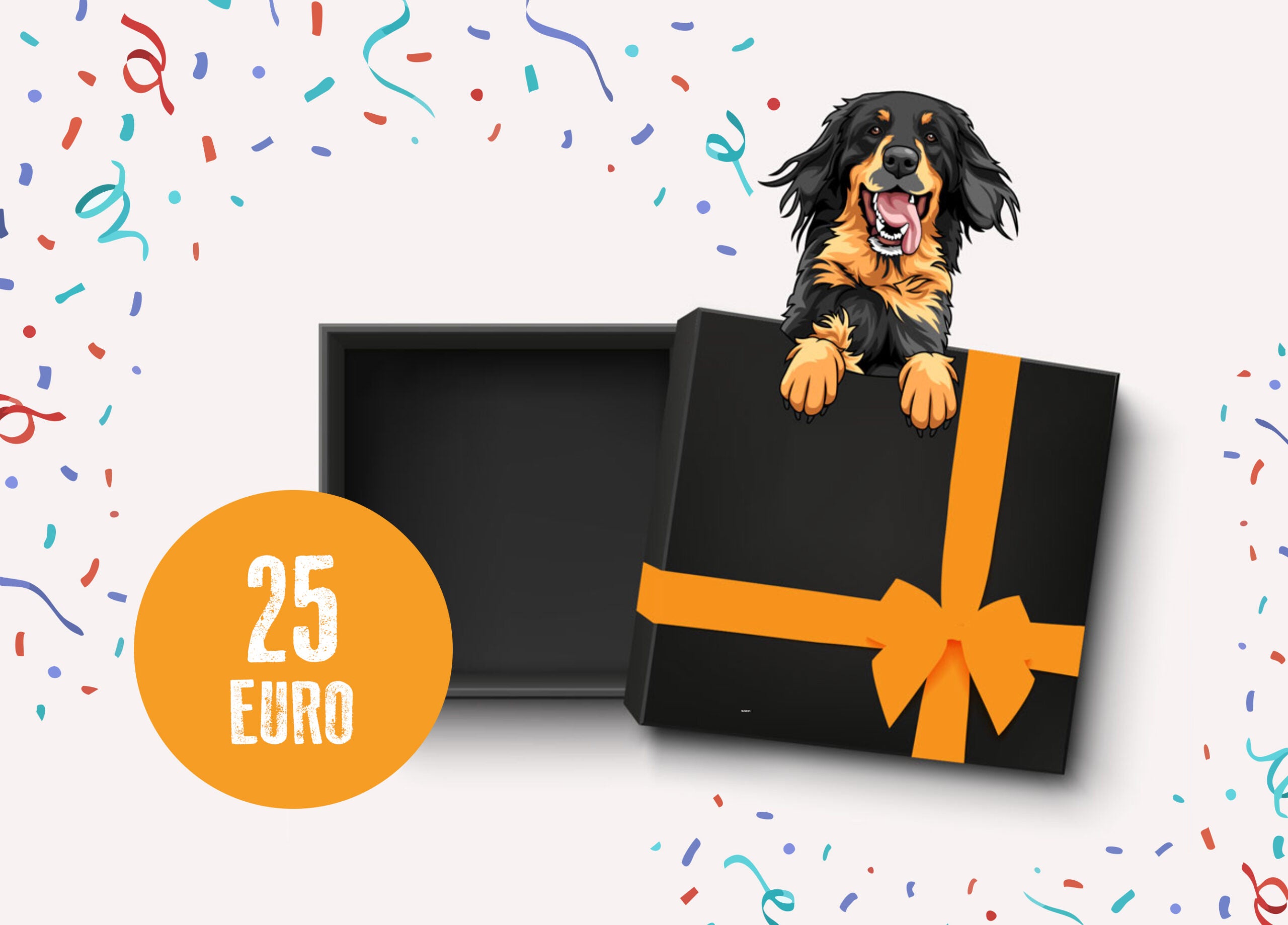 25 Euro Gutschein mit comicartigem Hovawart