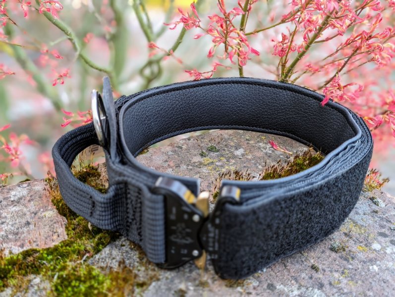 Schwarzes Hundehalsband auf Stein