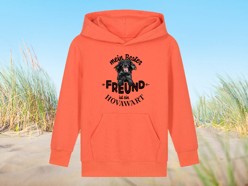 Orangener Hoodie mit Hovawart-Aufdruck