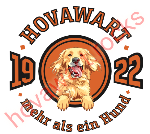 Hund Illustration, Hovawart, Schriftzug, Jahreszahl