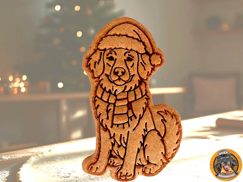 Hundekeks mit Weihnachtsmütze, Schal