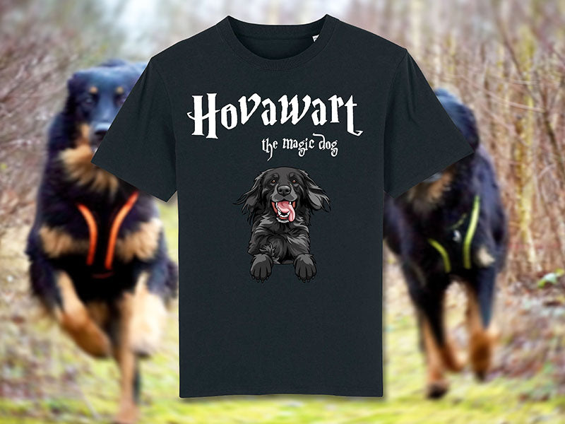 Schwarzes Hovawart-T-Shirt, laufende Hunde