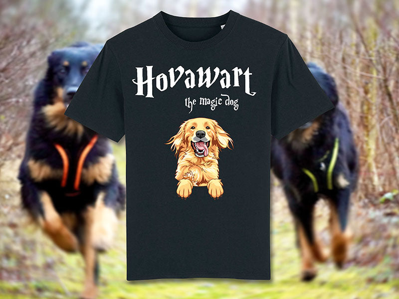 Schwarzes Hovawart-T-Shirt, laufende Hunde