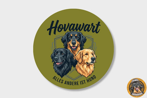 Hovawart Aufkleber „Alles andere ist Hund“ – runder Sticker mit drei Hovawart Motiven, hochwertiger Auto Aufkleber für Hundeliebhaber, wetterfeste glänzende Folie, Made in Germany
