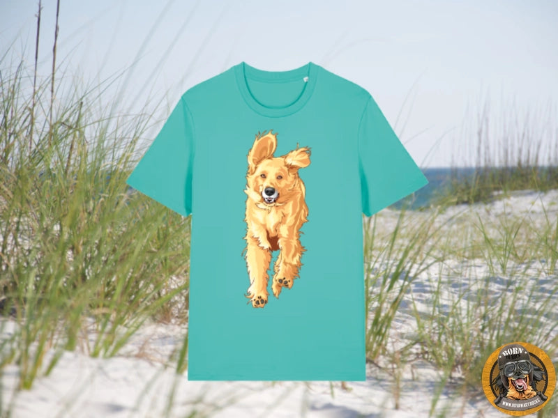 Türkises Shirt mit großem Hund