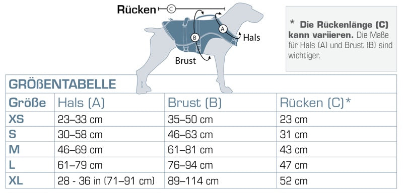 Größe Schwimmweste Hovawart