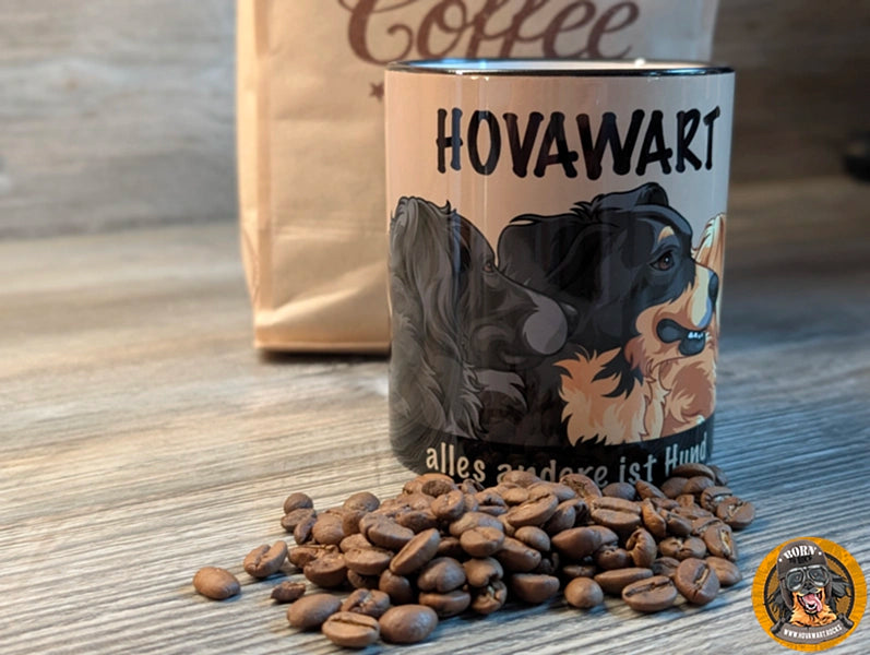 Hovawart Tasse Cappuccino Edition mit Hunde Silhouette, ideal für Kaffeeliebhaber und Hovawart Besitzer bei hovawart.rocks