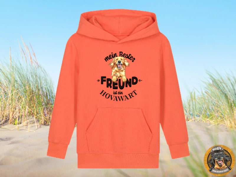 Orangener Hoodie mit Hovawart-Aufdruck