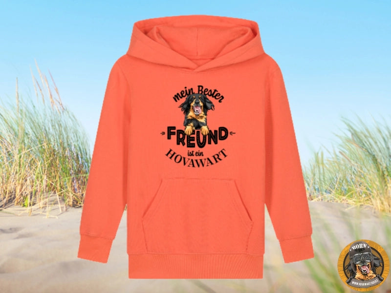 Oranger Hoodie mit Hovawart-Aufdruck