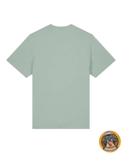 Hellgrünes T-Shirt Rückansicht, Logo