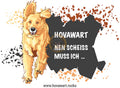 Aufkleber mit einem blonden Hovawart und Text