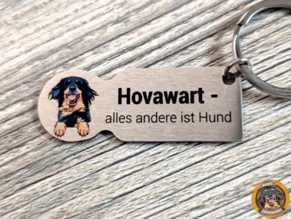 Schlüsselanhänger Edelstahl mit Schriftzug Hovawart - alles andere ist Hund